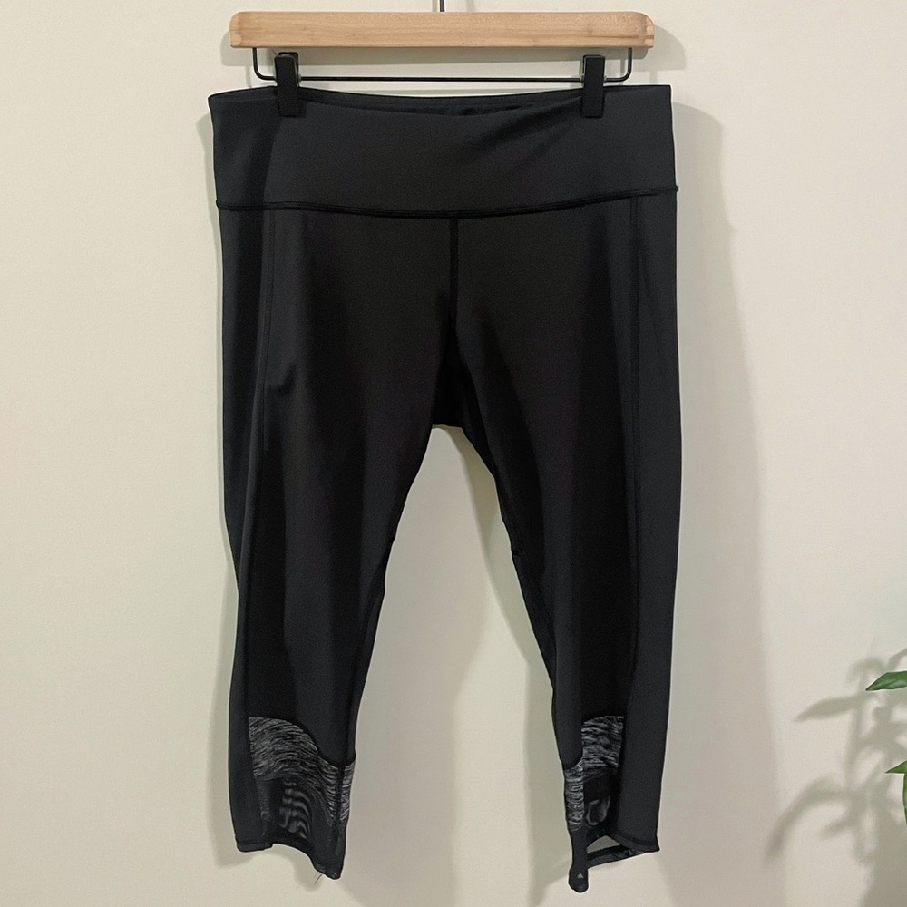 Lululemon • If You’re Lucky Mesh Crop Leggings in Black/Heathered Black
